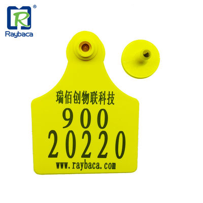 RFID UHF Two Pieces Yellow Anti Animal Bit Tags , RFID Ear Tags For Cattle